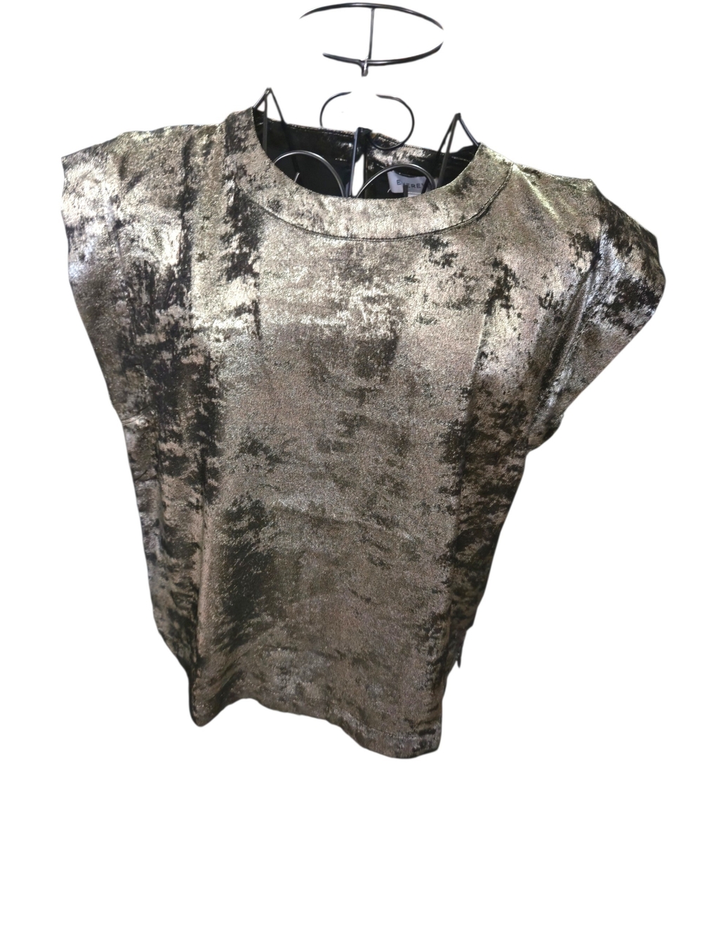 Metallic Gold Cap-Sleeve Women's Top